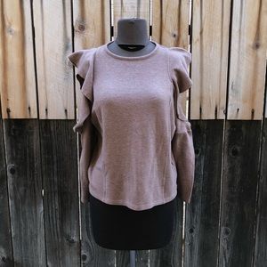 ZARA COLLECTION W/B COLD SHOULDER LONG SLEEVE TOP